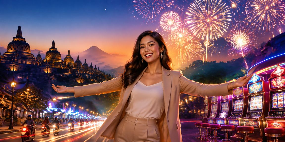Permainan slot neon penuh cahaya di kasino malam